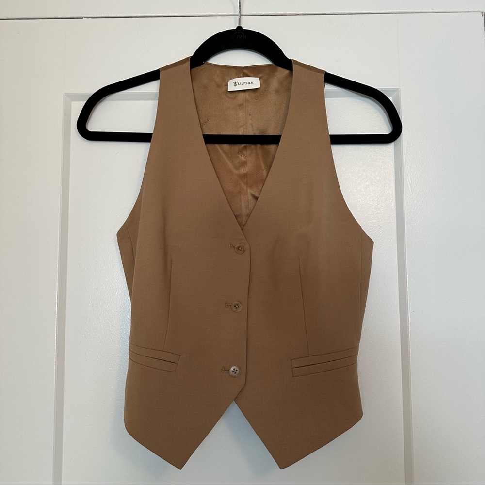 Lilysilk Silk-Wool Vest With Jacquard Silk Back